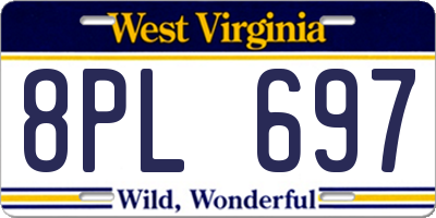 WV license plate 8PL697
