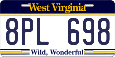 WV license plate 8PL698