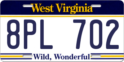 WV license plate 8PL702
