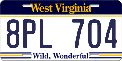 WV license plate 8PL704