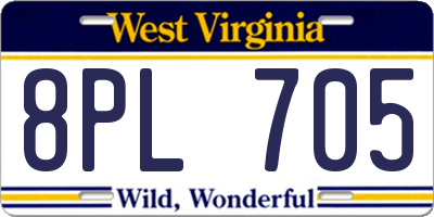 WV license plate 8PL705