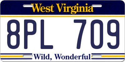 WV license plate 8PL709
