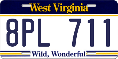 WV license plate 8PL711