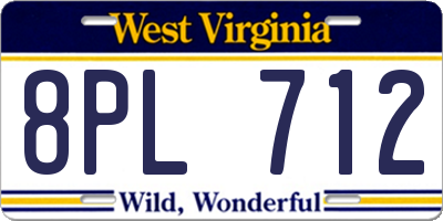 WV license plate 8PL712