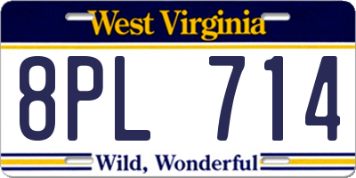 WV license plate 8PL714