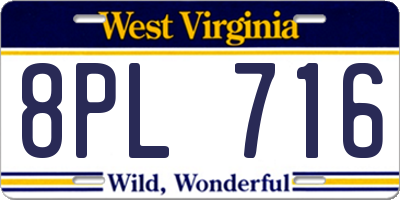 WV license plate 8PL716