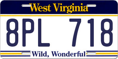 WV license plate 8PL718
