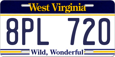 WV license plate 8PL720