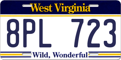 WV license plate 8PL723