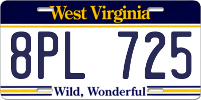 WV license plate 8PL725