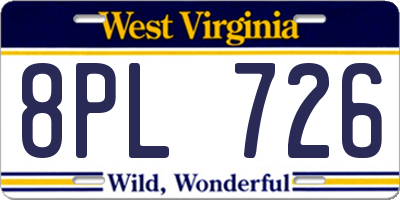 WV license plate 8PL726