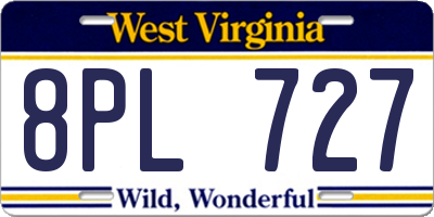 WV license plate 8PL727
