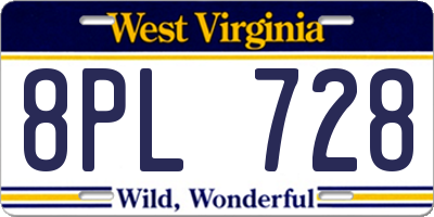 WV license plate 8PL728