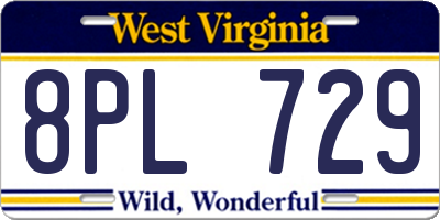 WV license plate 8PL729