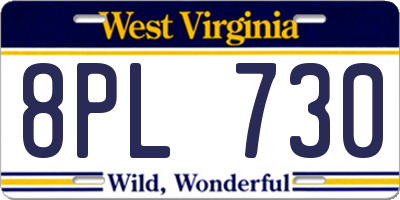 WV license plate 8PL730