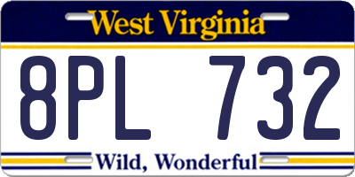 WV license plate 8PL732