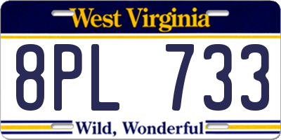 WV license plate 8PL733