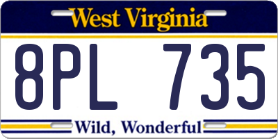WV license plate 8PL735