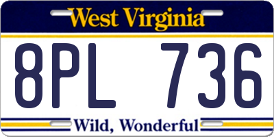 WV license plate 8PL736