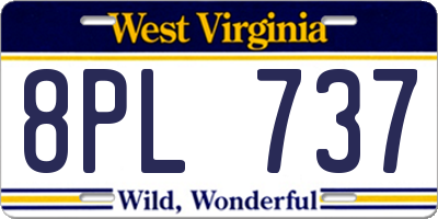 WV license plate 8PL737