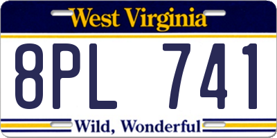 WV license plate 8PL741