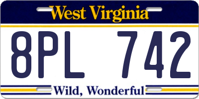WV license plate 8PL742