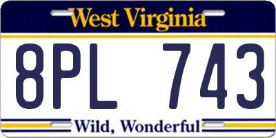 WV license plate 8PL743