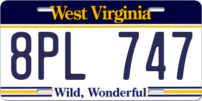 WV license plate 8PL747