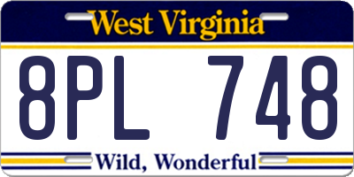 WV license plate 8PL748