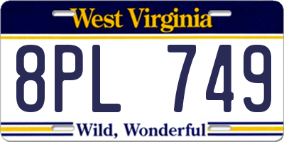 WV license plate 8PL749