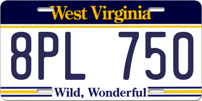 WV license plate 8PL750