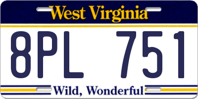 WV license plate 8PL751