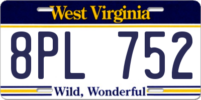 WV license plate 8PL752