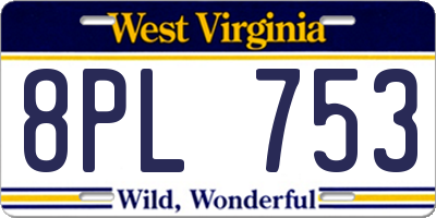 WV license plate 8PL753