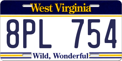 WV license plate 8PL754