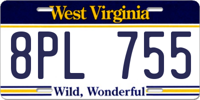 WV license plate 8PL755