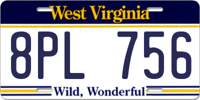 WV license plate 8PL756