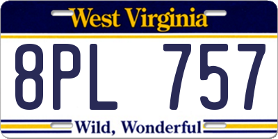 WV license plate 8PL757