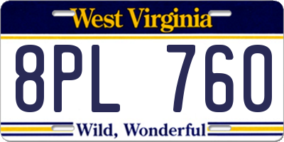 WV license plate 8PL760