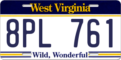 WV license plate 8PL761