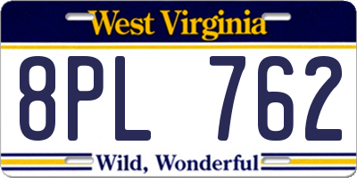 WV license plate 8PL762