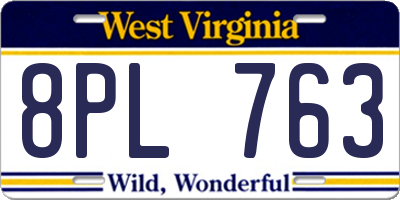 WV license plate 8PL763
