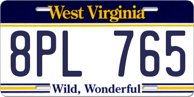 WV license plate 8PL765