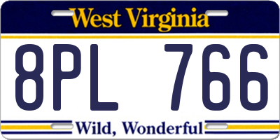 WV license plate 8PL766