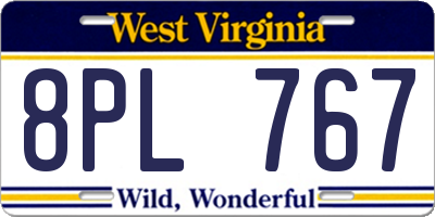 WV license plate 8PL767