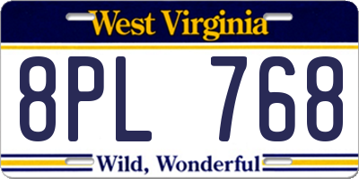 WV license plate 8PL768