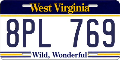 WV license plate 8PL769