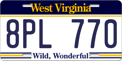 WV license plate 8PL770