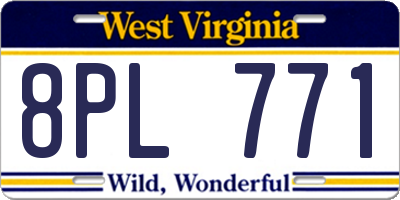 WV license plate 8PL771