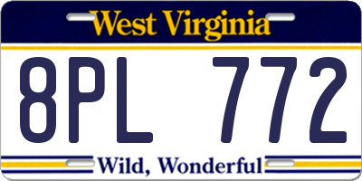 WV license plate 8PL772